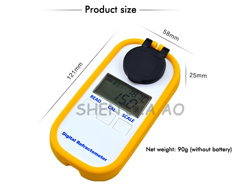 Портативный цифровой сахариметр DR102 Портативный Цифровой рефрактометр для сахара 0-90% показатель преломления 1 шт