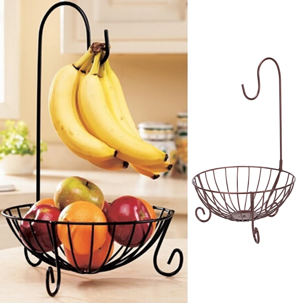 

Practical Tableware Metal Fruit Basket Detachable Banana Hanger Storage