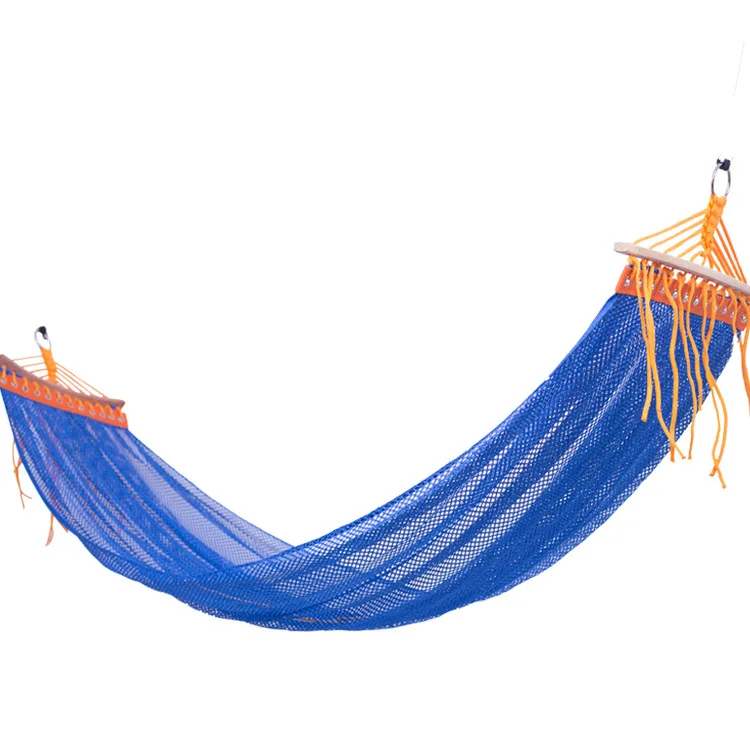 

New Prevent Rollover Ice Silk Hammock Chair Outdoor Furniture Two-person Summer Mesh Swinging Chair Blue Nordic Swing 200*130cm
