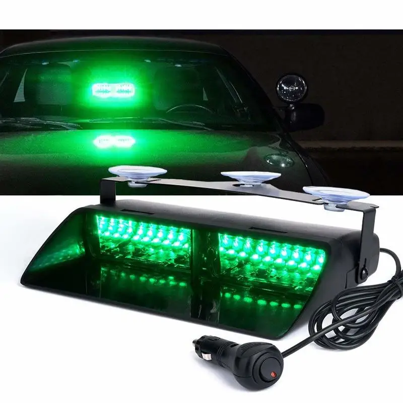 

Green 16 LED High Intensity LED Law Enforcement Emergency Hazard Warning Strobe Lights For Interior Roof/Dash / Windshield With