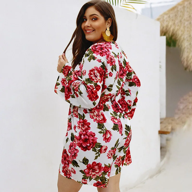 4XL Plus Size Bohemian Floral Print Women Playsuit Summer Beach Holiday Romper Lace Up Hollow Out Long Sleeve High Waist Overall 4XL Plus Size Bohemian Floral Print Women Playsuit Summer Beach Holiday Romper Lace Up Hollow Out Long Sleeve High Waist Overall