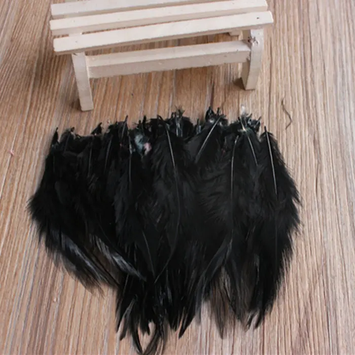

50pcs black rooster feather hot sale for clothes DIY decoration 10-15cm/4-6 inch