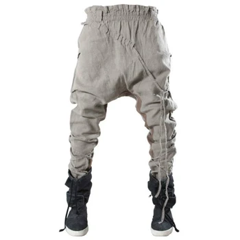 

Europe and the United States hair stylist loose harem pants male cotton line elastic pants men's personality Haren pants