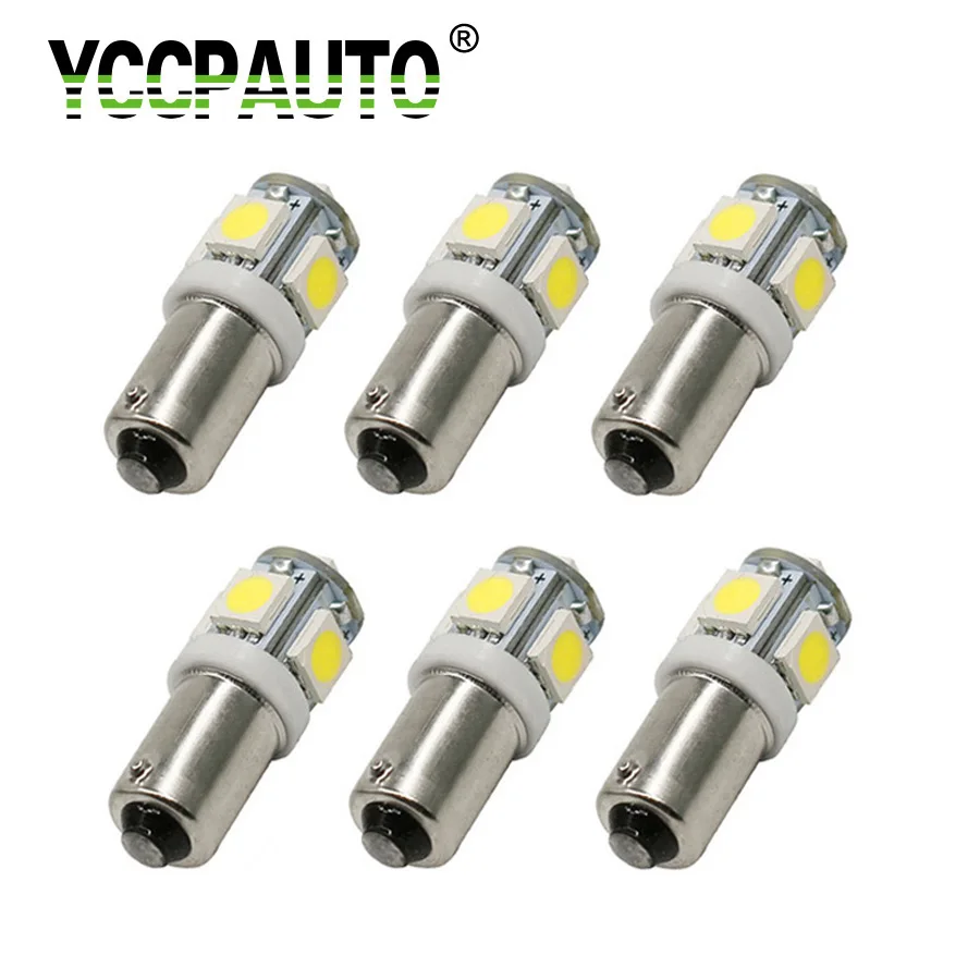 

YCCPAUTO Ba9s H6W White Car Led Lights T4W Reading Dome Bulb 12v 5050 5SMD Light Turn Signal License Plate Lamp 6pcs