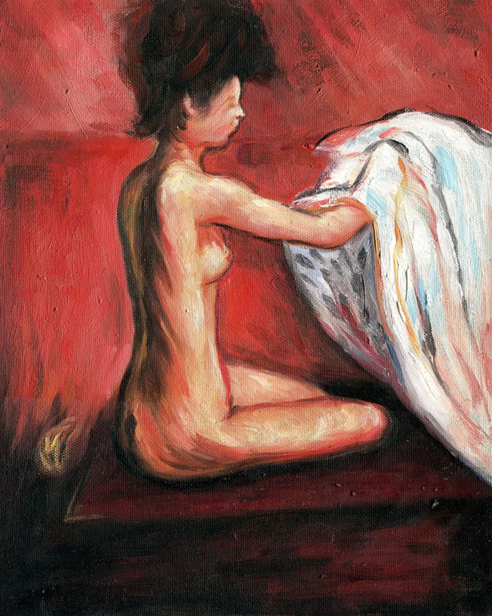 

Handmade Abstract Oil Painting Nude Paris by Edvard Munch Wall Art on Canvas Vertical for Bedroom,Bathroom Decoration No Frames