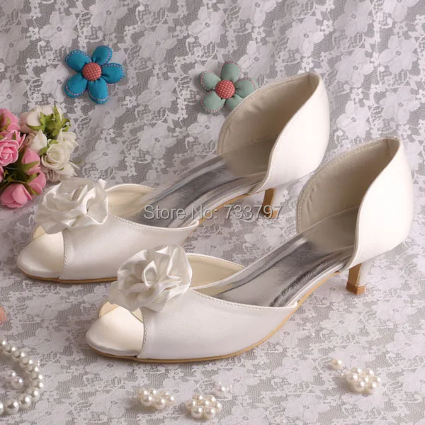 Wedopus Top Selling Peep Toe Flower Handmade Shoes Woman Comfortable Low Heel Sandal Bridal