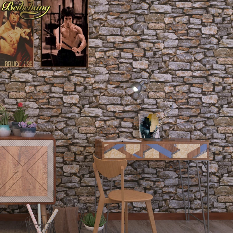 beibehang Stone pattern culture wallpapers for living room hotel internet cafe bar restaurant retro industrial wallpaper 3D roll