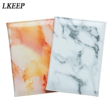 White Marble Novel Portable PU Leather Women Travel Passport Holder Embossing Passport Cover Credit Card ID Bag