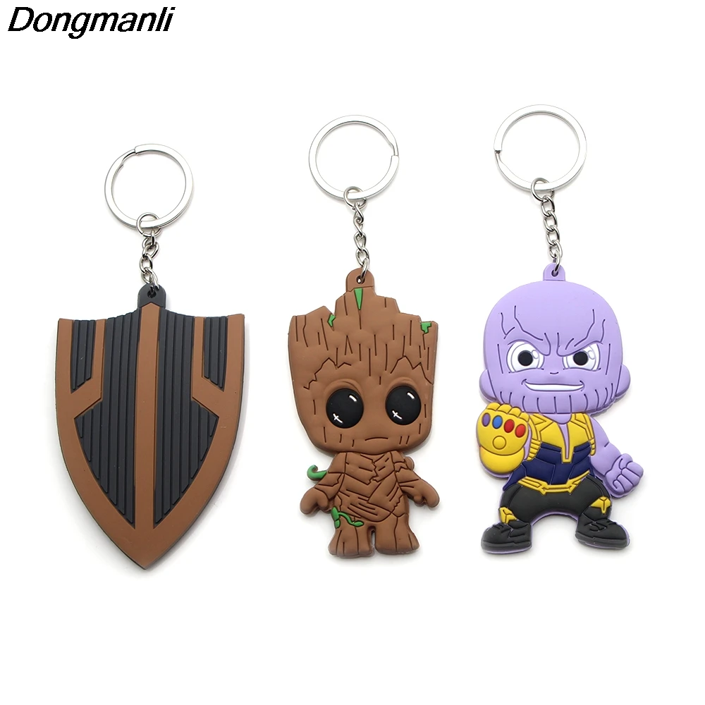 

P2371 Dongmanli Anime Marvel Avengers Infinity War Thanos Groot Keychain Keyring Cosplay Collection Gift