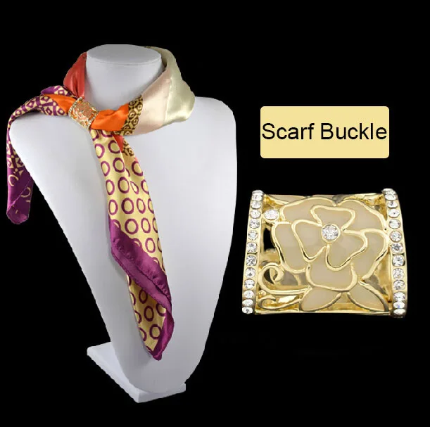 

3 Colors Crystal Rose Flower Scarf Slide Tube scarf buckle scarf jewelry accessories Scarf Ring For Women