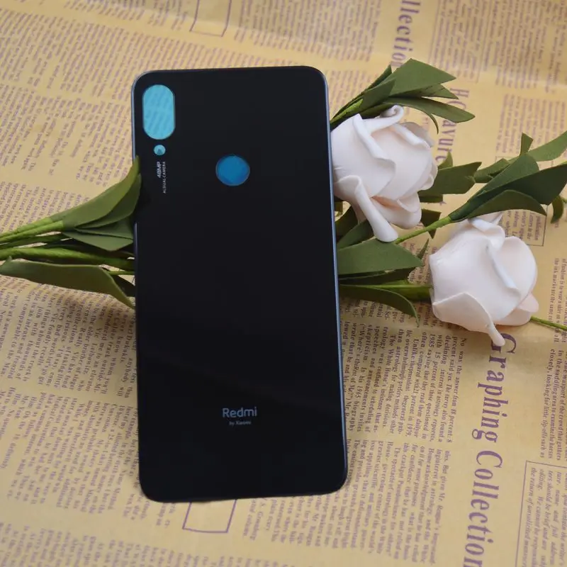 Для Xiaomi Redmi note 7 крышка батареи Задняя стеклянная панель Задняя Дверь Корпус чехол для Redmi note 7 pro задняя крышка Дверь с клеем - Цвет: Black