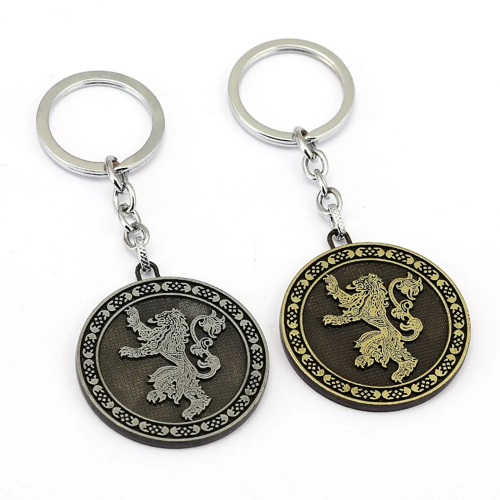 

Game of House Lannister Emblems round shield coin Keychain Key Holder Souvenir Lion Key Ring Chain A Song of Ice and Fire