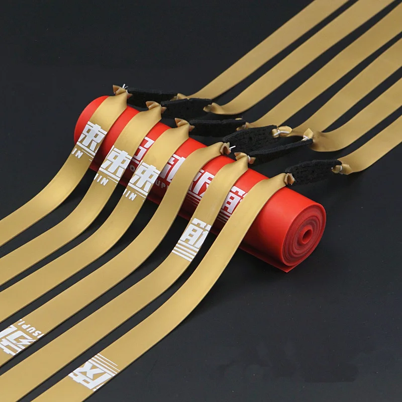 

20Pcs 0.8-1.0MM Gold Color Slingshot rubber bands Use for hunting tirachinas profesional caza emulsion flat rubber