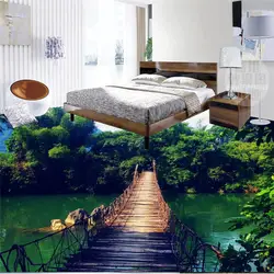 Beibehang пользовательские полы 3D обои Висячие деревянный мост естественный лес Art ванная комната водонепроницаемый противоскольжения
