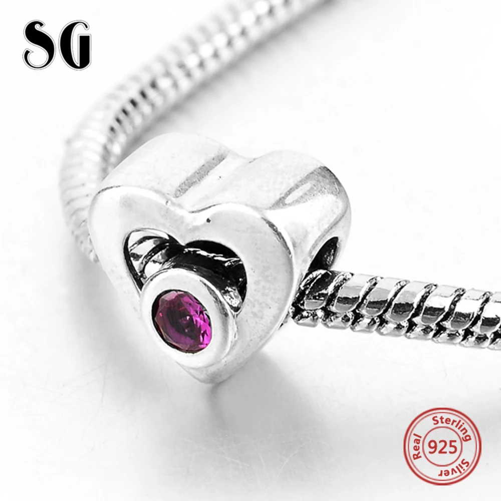 

925 Sterling Silver Love Heart With Round Cubic Zirconia Fit Authentic European Charms Bracelet Beads For Women Fashion Jewelry
