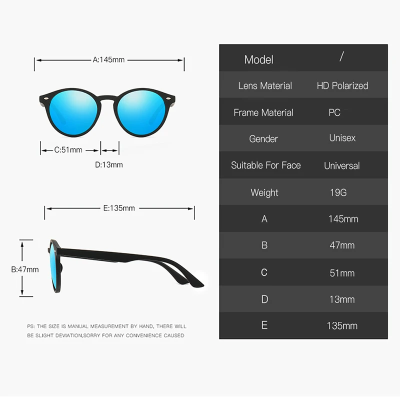 KEITHION 2019 New Vintage Retro Polarized Men Womens Sunglasses Round Mirrored Sun Glasses Fashion UV400 Eyewear