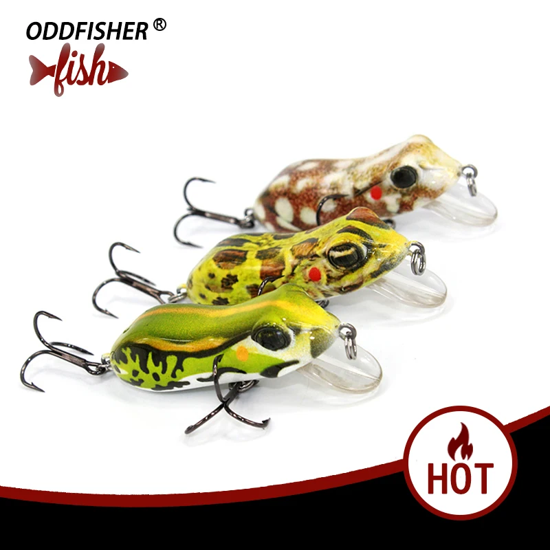

1PC Lure Fishing Artificial Bait 55mm 10.5g Hard Baits Frog Fishing Fish Plastic Lures Lifelike Topwater Crankbait Treble Hooks