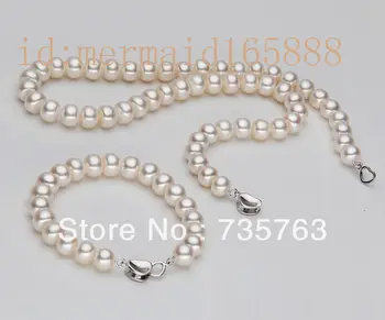 

xiuli 00128 AAA 8-9mm Set White Akoya Cultured Pearl Necklace/Bracelets