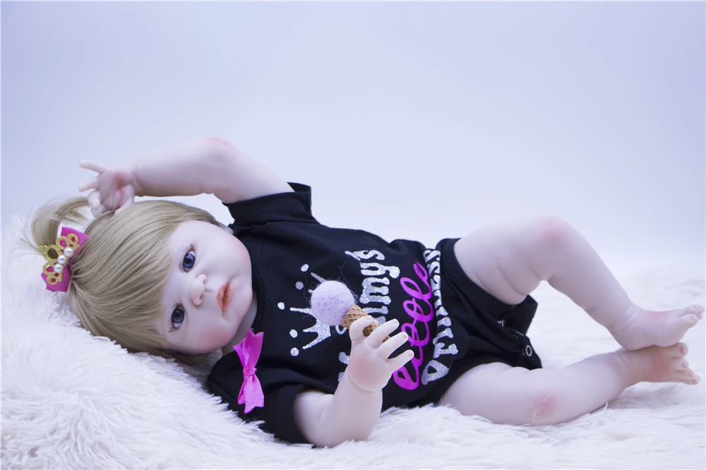 bebes reborn doll full silicone reborn baby boneca  com corpo de silicone menina 55cm blond hair baby dolls Kids Holiday Present