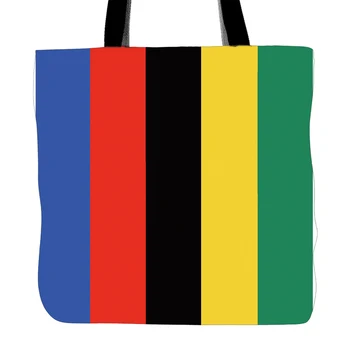 

Colorful Stripes Printed Tote Bag For Shopping Food Convenience Women Shoulder White Canvas Hand Bags Two Sided Printing