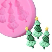 Лучшие продажи 3 отверстия Diy Новогодние ёлки для пирожных Fondant(сахарная) шоколад силиконовые формы для приготовления конфет формы и инструменты для выпечки