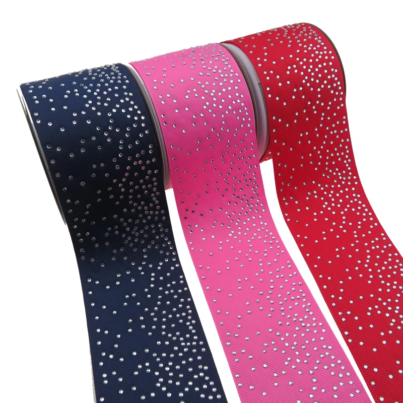 

50 Yards/Roll 75MM Solid Diamond Printed Grosgrain Ribbon For Bows decoration 100% polyester 196color to choose