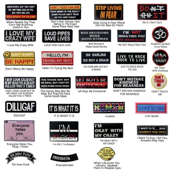 

Embird patch Embroidered patches punk Funny Word Saying ceo-friendly Iron-on handmade 3D patches clothing letters patch