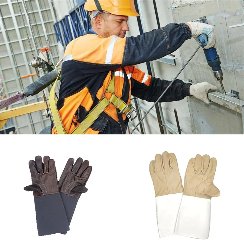 

Welders Gloves Cow Split Leather Factory Gardening Welding Wood Stove Work Gloves Heat Resistant