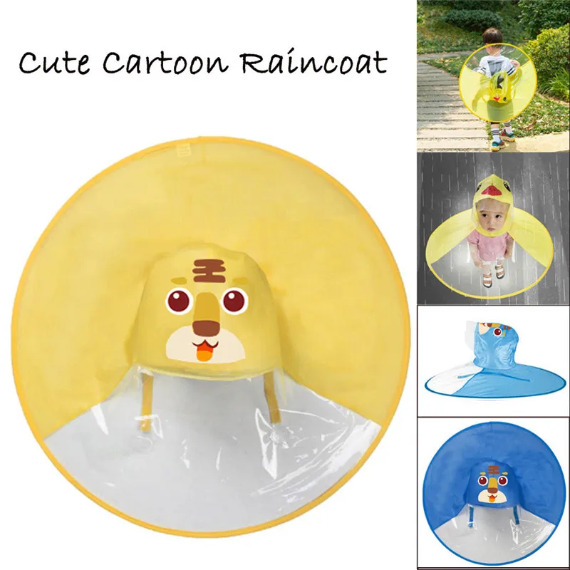 Непромокаемая шляпа для детей, Детский плащ-дождевик с изображением утки из мультфильма, плащ в форме НЛО, забавная накидка, лидер продаж, защита детей от дождя#0528