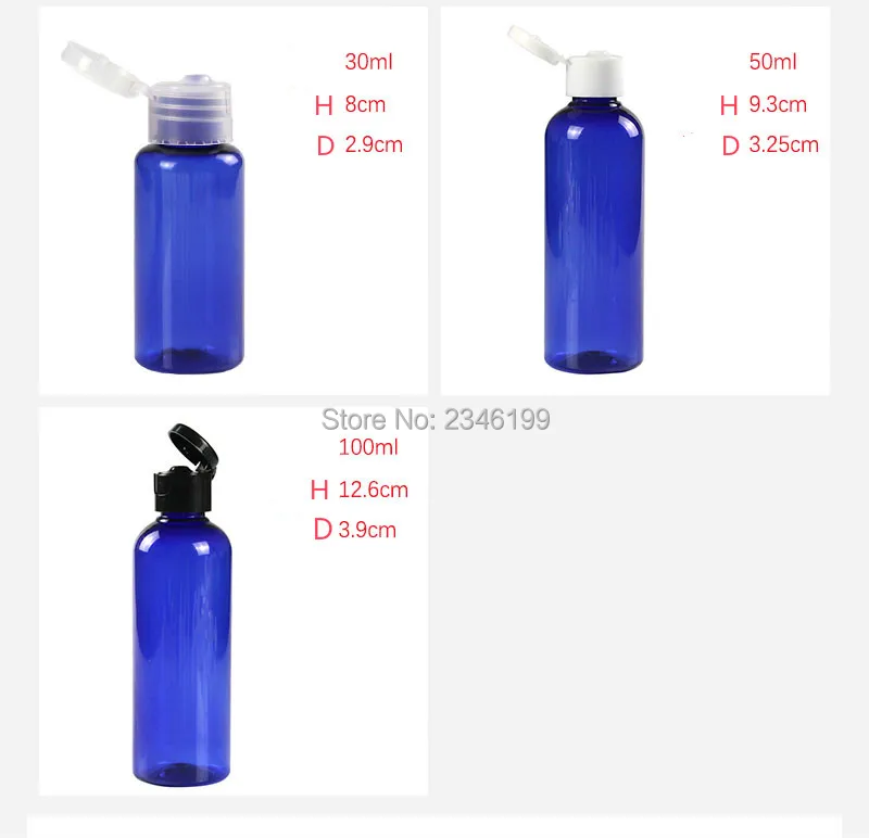 Empty Plastic Bottle 100ml Empty White Cover Cosmetic Container Flip Cover Plastic Bottle 50ml  Empty Blue Plastic Bottle (4)