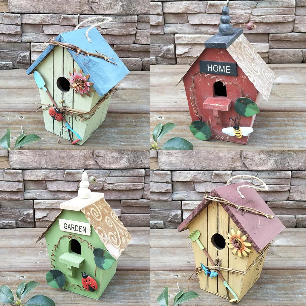 Набор из 4 декоративных висячих птичьих домиков, гостиничных насекомых для сада, балкона, двора в деревенском стиле, подарки на новоселье