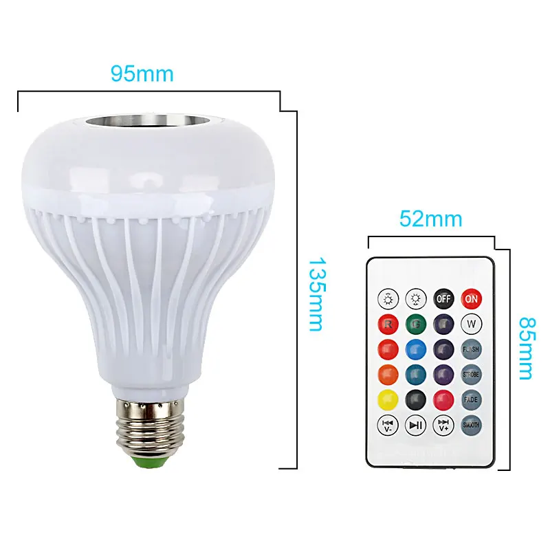 AMTERBEST Смарт E27 RGB Bluetooth динамик светодиодный светильник лампа для воспроизведения