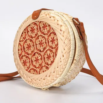 

Natural Women Rattan Bag Summer Storage Straw Handbag Shoulder Tote Bag Multi-purpose Makeup Organizer Cosmetics Beach