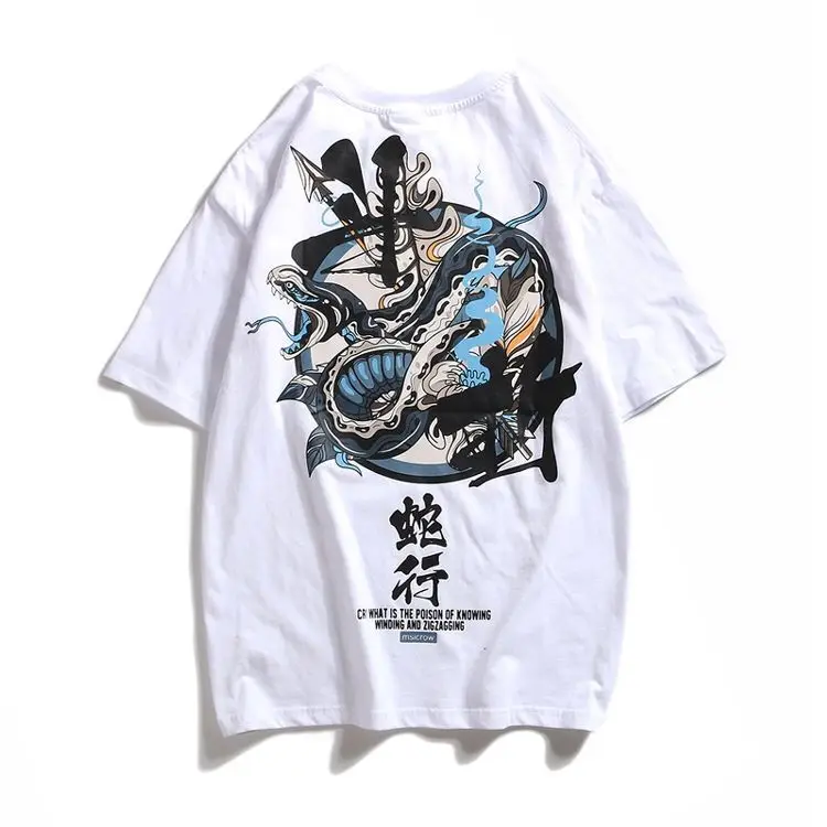 Футболка мужская хип-хоп футболка с японским принтом Harajuku футболка Уличная Повседневная летняя футболка с коротким рукавом крутая футболка с принтом дьявола - Цвет: 12