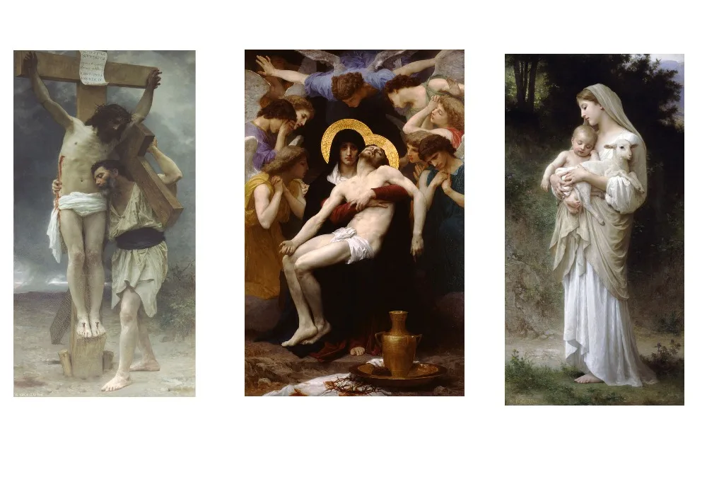 

3pcs -Religious Christ Jesus TOP decorative art -French painter Bouguereau Innocence Pieta the Cross print art painting