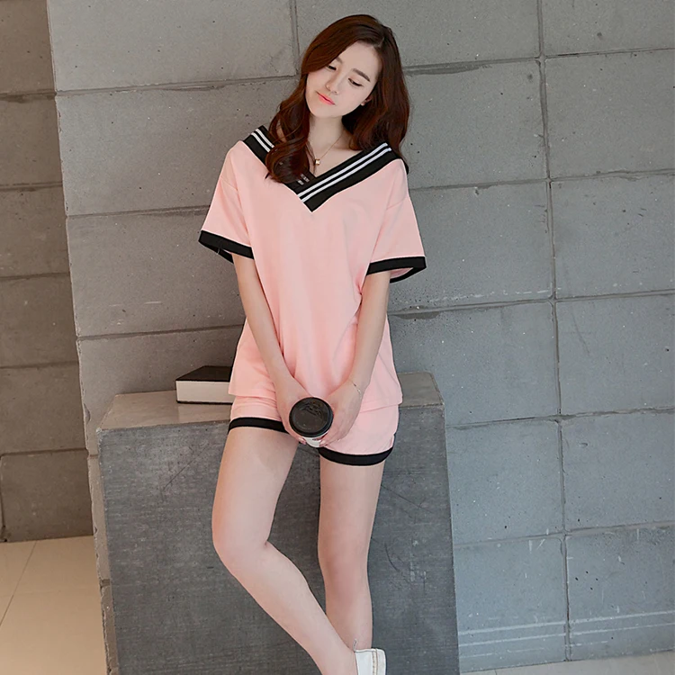 

Woman Pajamas Sets 2019 New Brand Girls Sleepwear Women's short sleeved Pijamas Suit Home Clothes Pyjama Femme