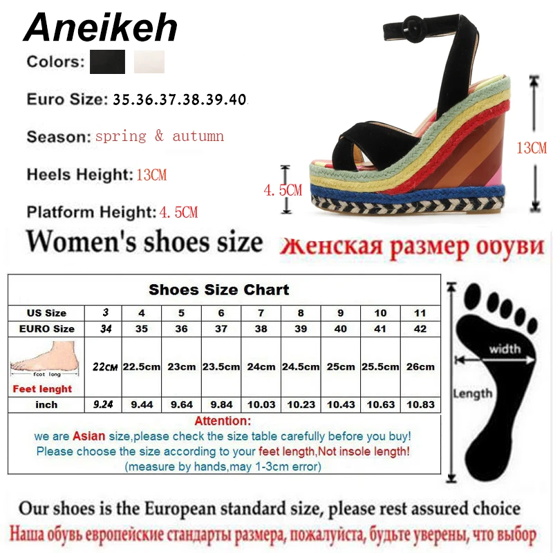 Aneikeh/ г. римские босоножки из pu искусственной кожи женская летняя обувь на танкетке с кружевом из пеньковой веревки на очень высоком каблуке обувь на платформе с круглым носком абрикосового, черного цвета, размеры 35-40