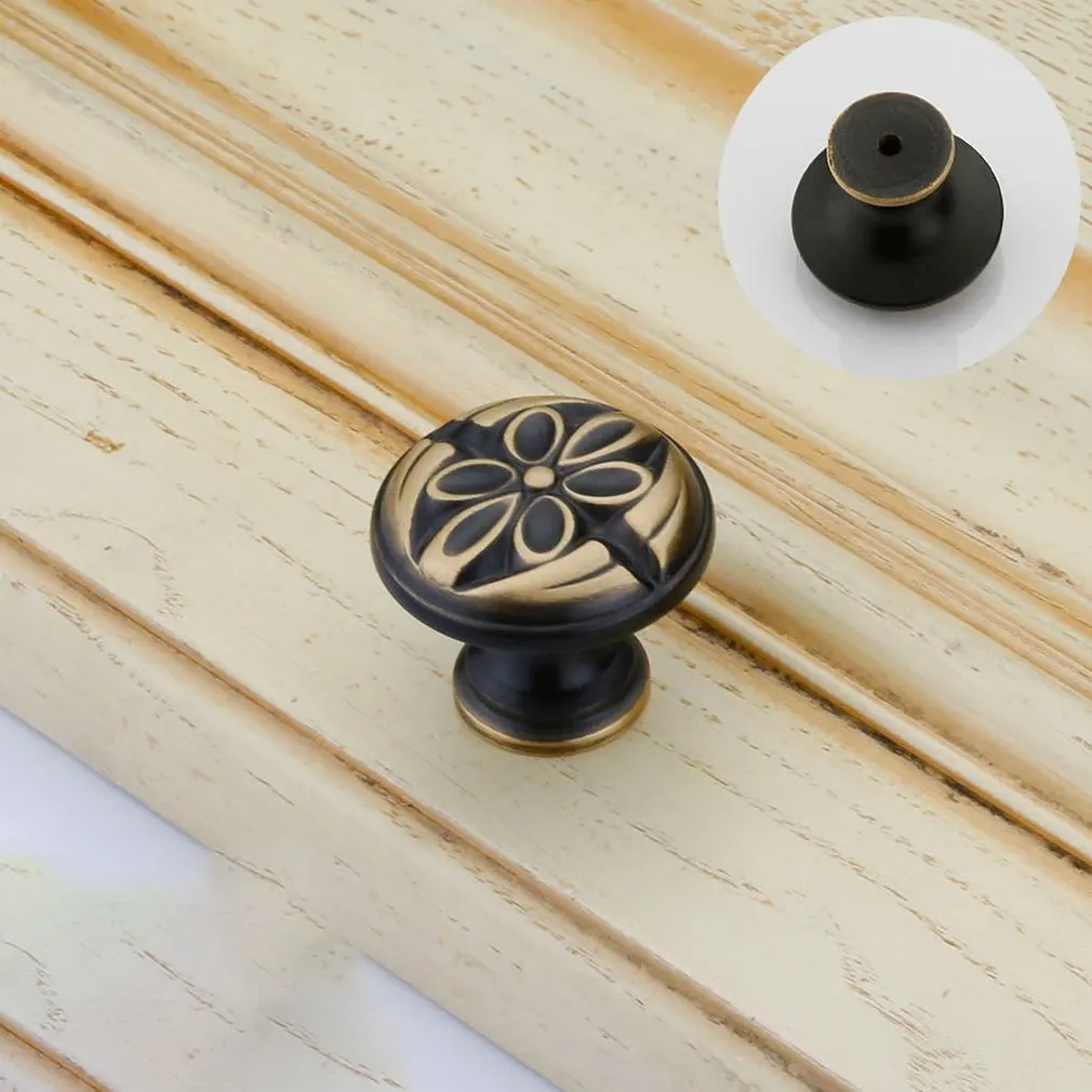 Classical Copper Door Handles Wardrobe Drawer Pull Kitchen Cabinet Handles for Furniture Handles Single Hole