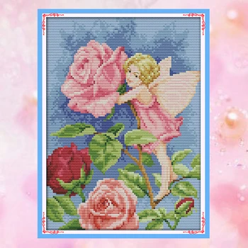 

JoySunday crossstitch kits set Flower pretty woman DMC14CT11CTcotton needlework bedroom baby room bedroom baby room painting
