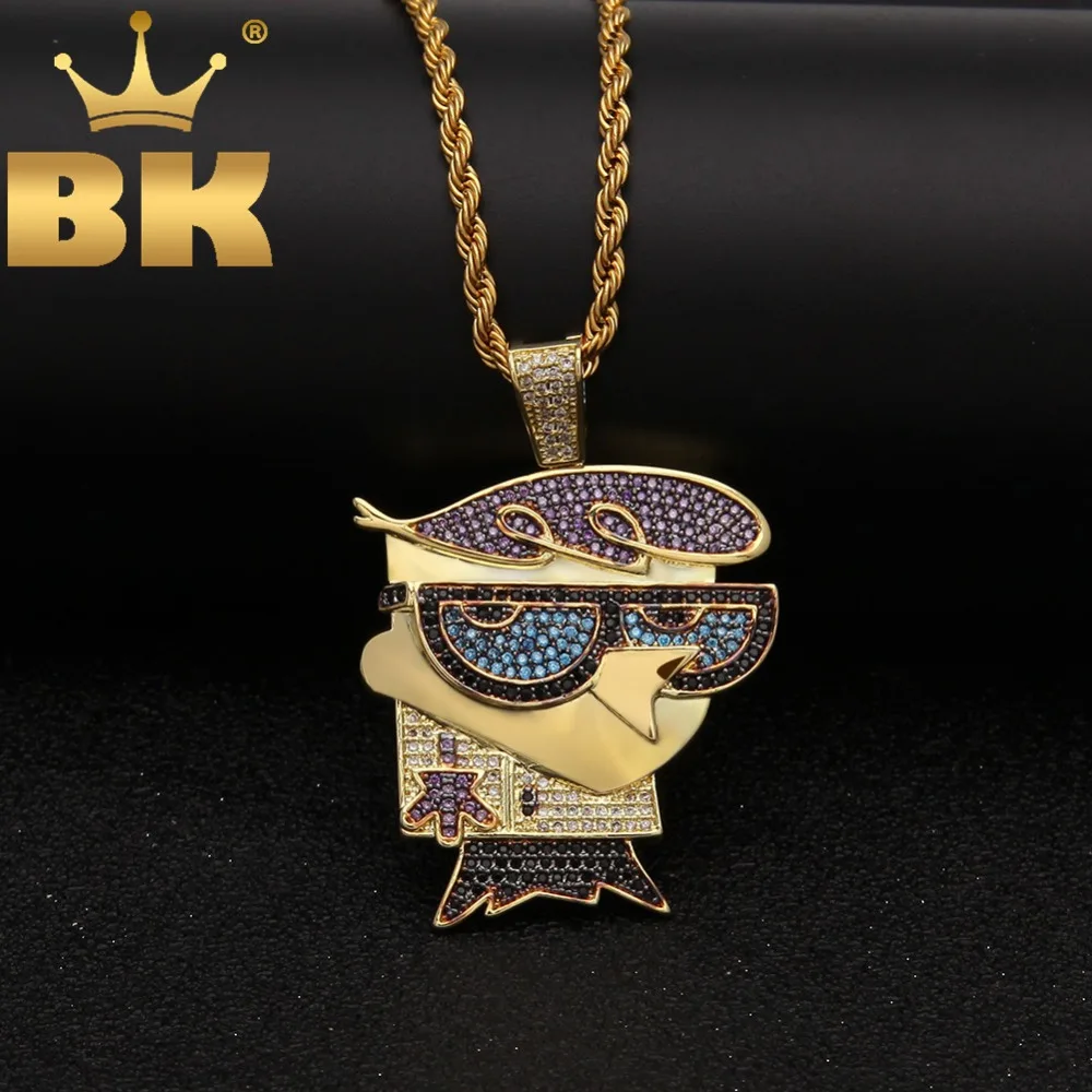 

THE BLING KING Mr. Bird With Cool Glasses Pendant Necklace Men Pave Iced Out Colored Cubic Zirconia Party Jewelry Chain