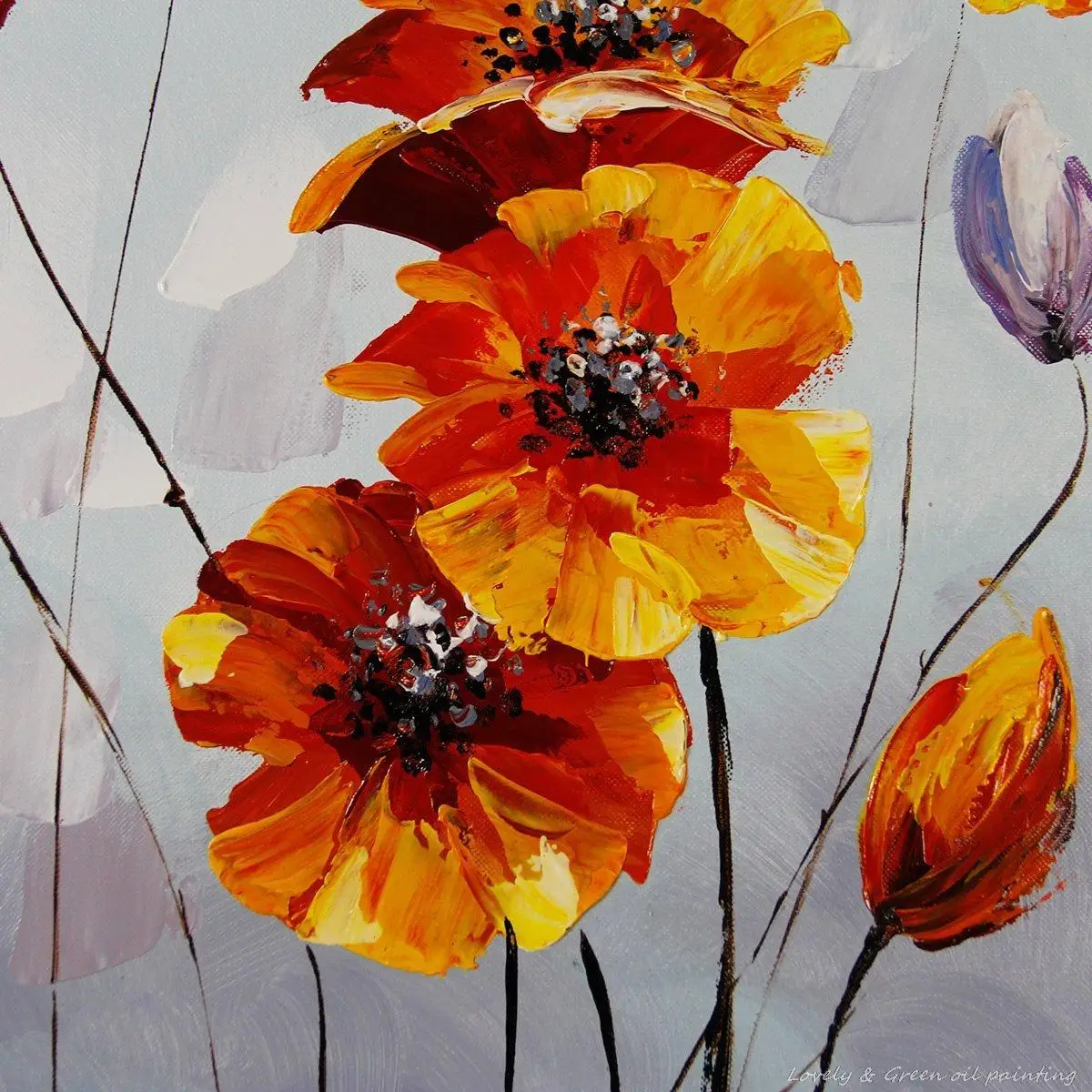 hand painted orange yellow
