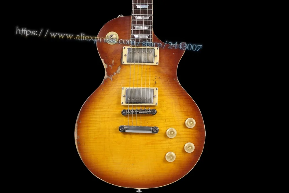 

10S Custom Shop 50S R9 Solid Flame Sunburst Aged Electric Guitar Relic by Handmade