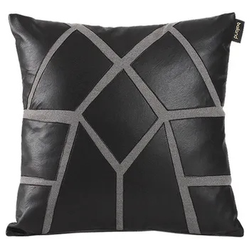 

New Velutum & Pu Cushion Cover patchwork white black Europe brief Cushion Side pillow case Cover home room sofa Dec FG944