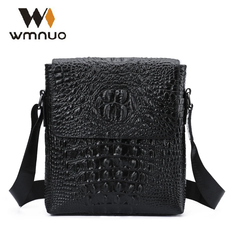 

Wmnuo Shoulder Bag Men Genuine Cow Leather Crossbody Bag For Men Crocodile Grain Cover Messenger Business Bag Male Best Sale5006