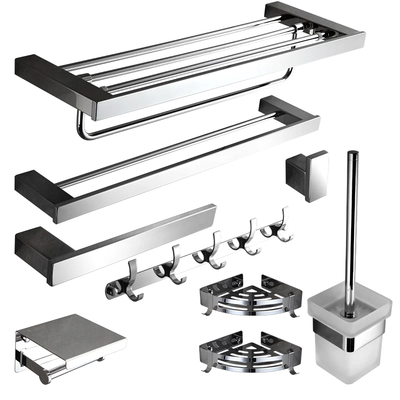 304 Stainless Steel Bathroom Accessories Set Wall Mount Towel Rack