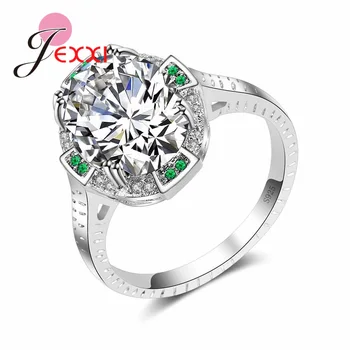 

Fashion Women 925 Sterling Silver Jewelry White Blue Austrian Crystal Engagement Rings For Lover Cubic Zircon Finger Ring