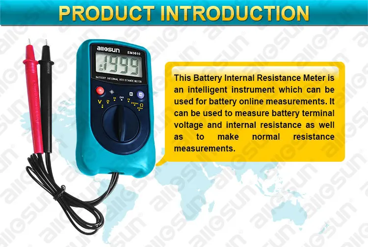 Все солнце EM3610 батарея внутреннего сопротивления метр батарея напряжение температурный коэффициент автомобильный тестер
