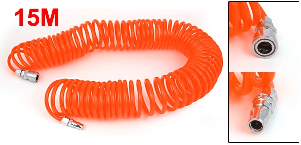 15M 49 Ft Long Polyurethane PU Recoil Air Compressor Hose Tube Orange