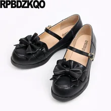 Круглый носок дам Женщины плоские туфли с маленьким милым галстук-бабочка Японская школа сердце марочный лолита лук Мэри Джейн каваи дизайнер последние красивая Мода отправка капель весенняя осень европейская