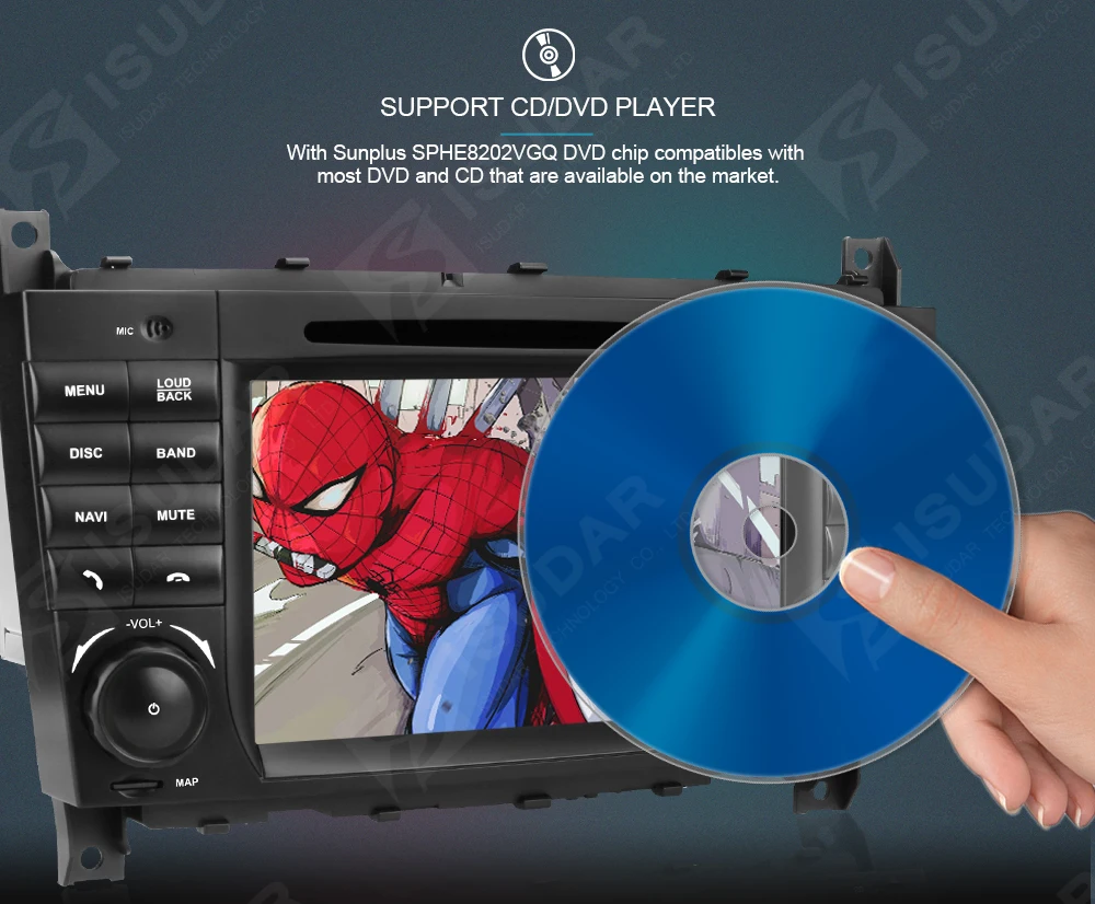 Perfect Isudar Two Din Car Multimedia Player Android 8.1 DVD Player For Mercedes/Benz/W203/CLK200/CLK22/C180/C200 GPS Radio FM 2GB 16GB 12